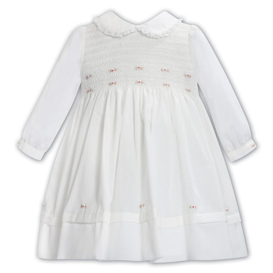 Sarah Louise Girls Dress Ivory/Beige/Rose 013384