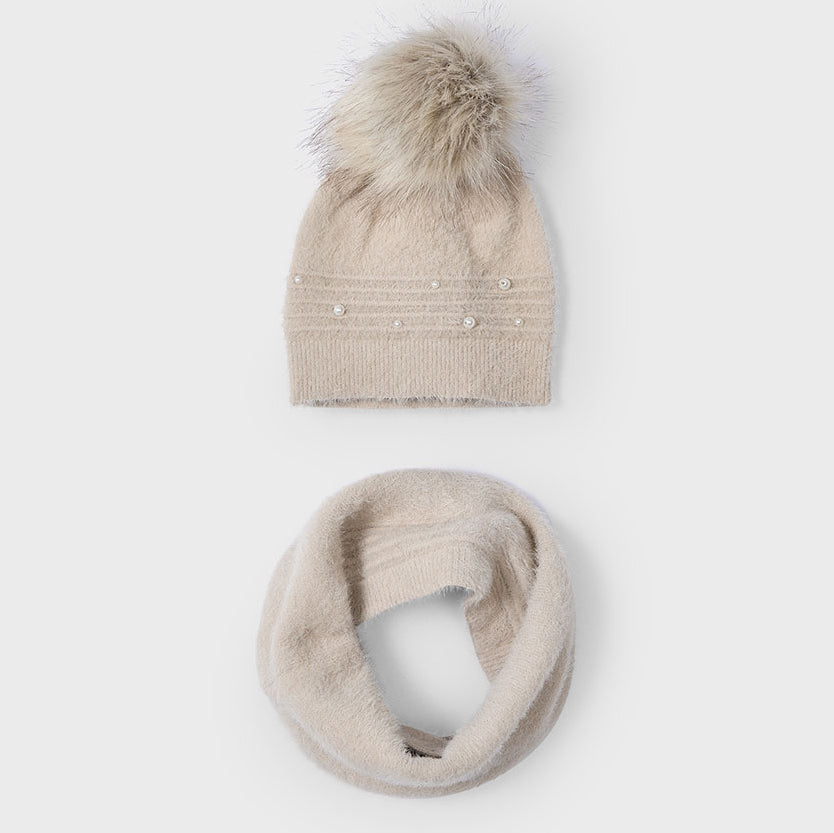 Mayoral Fur Hat & Scarf Set 10825