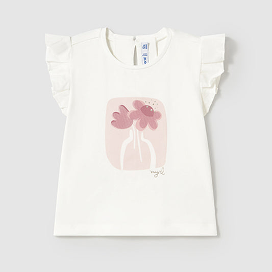 Mayoral Baby Girls S/S T-Shirt Natur-Pink 1042