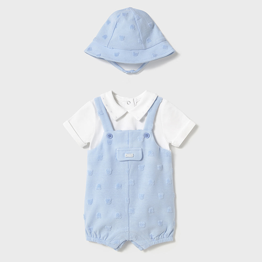 Mayoral Baby Boys Dungaree With Hat Sky 1605