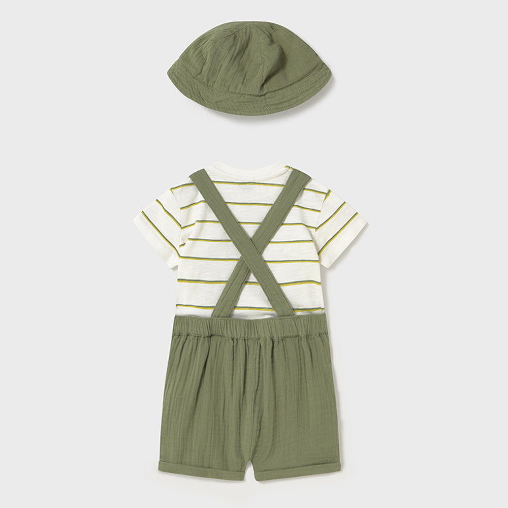 Mayoral Baby Boys Dungaree 3Pcs Set Sage 1649