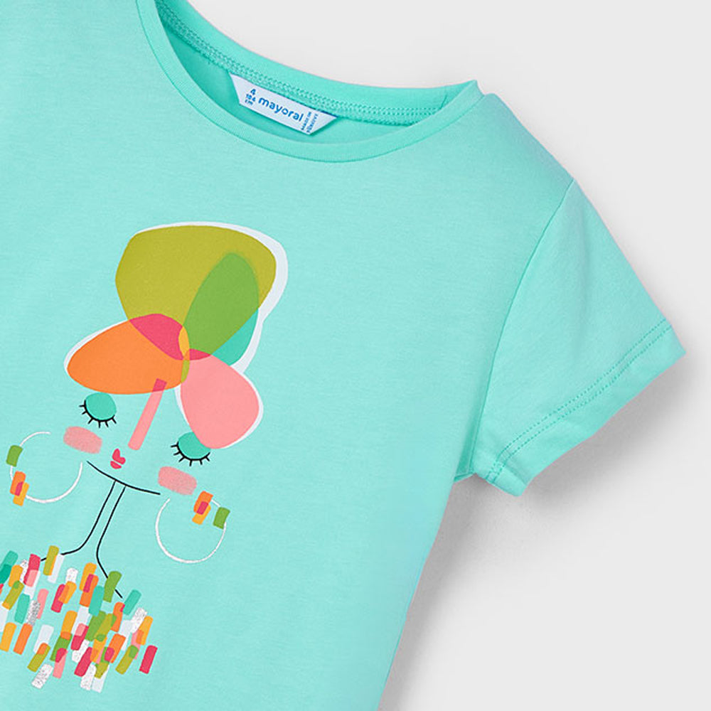 Mayoral Girls S/S T-Shirt Aqua 3014