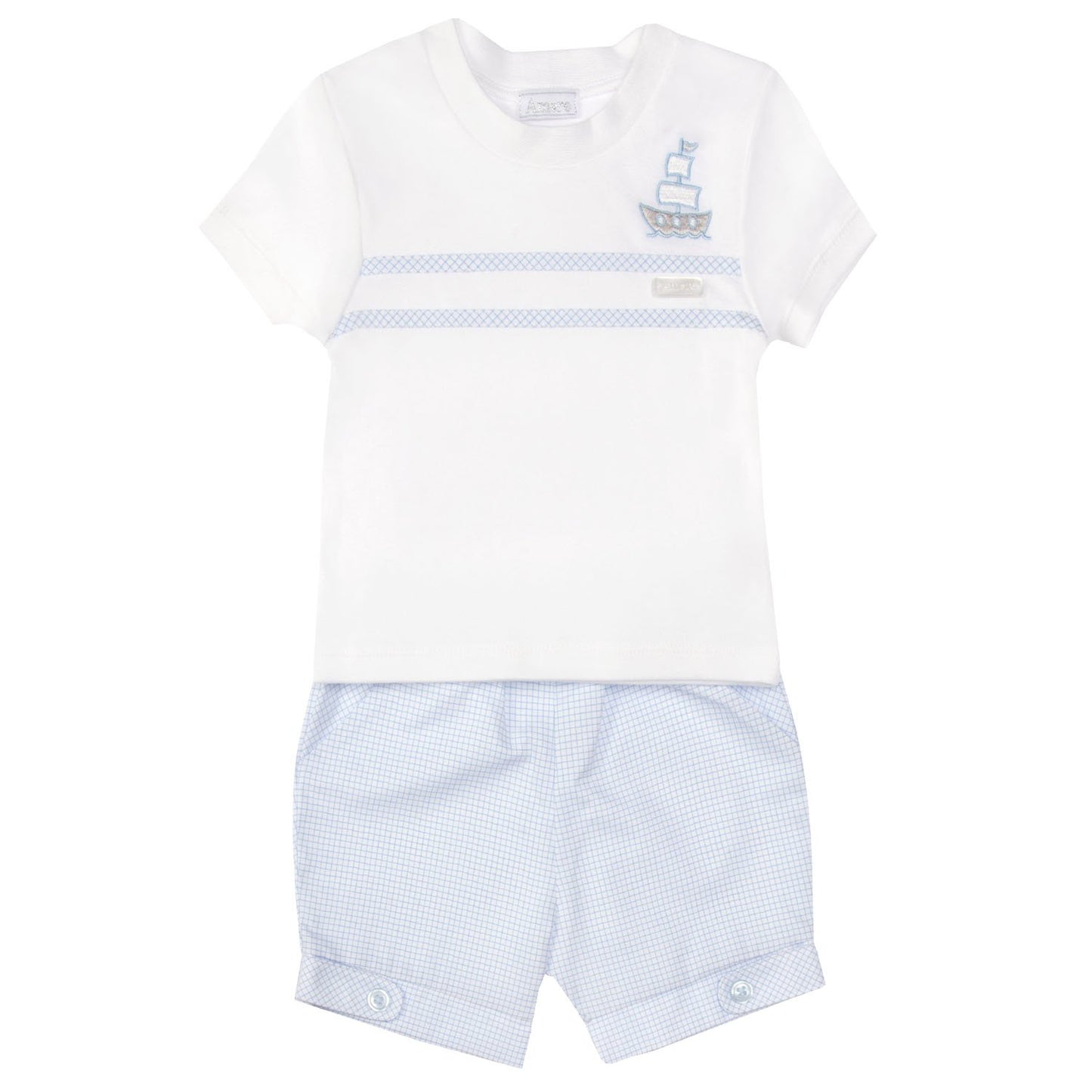 Amore By Kris X Kids White/Blue T/Shirt & Short All Aboard 8034