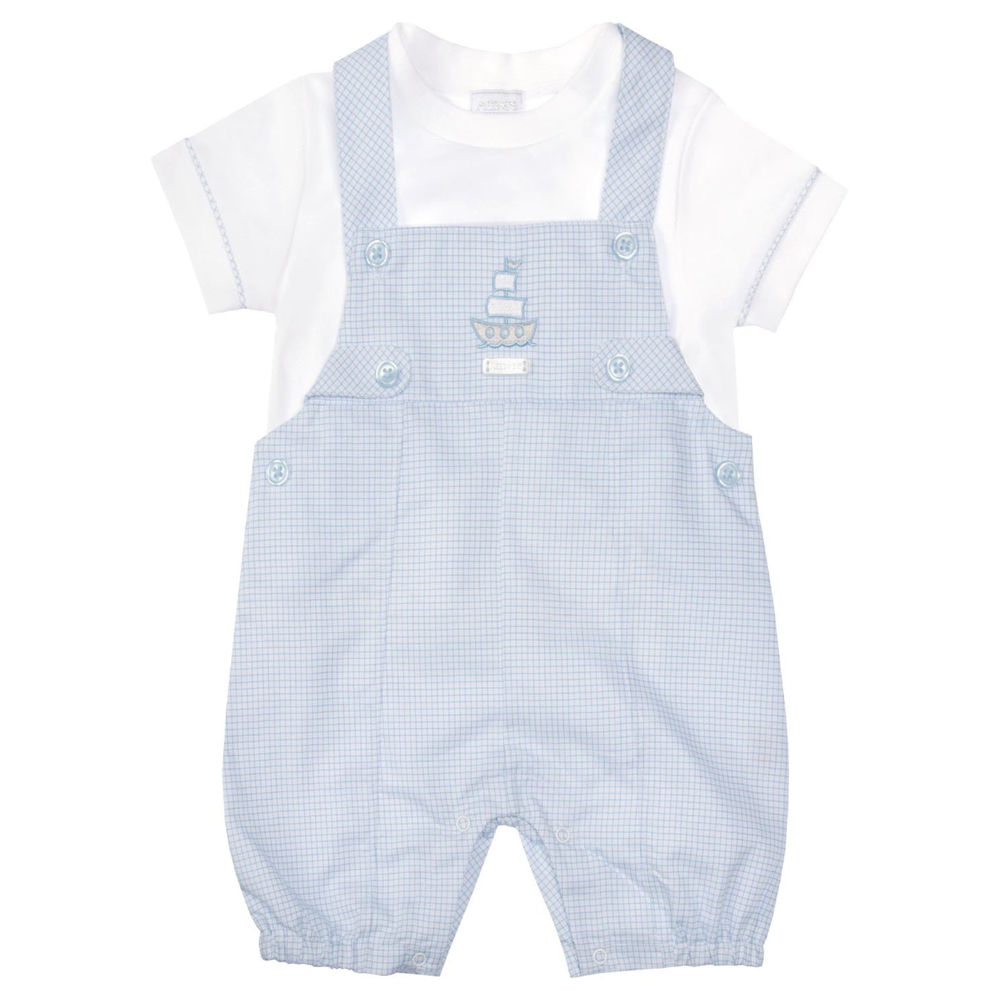 Amore By Kris X Kids Blue/White Dungaree Set All Aboard 8035