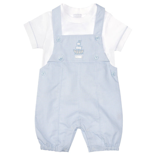 Amore By Kris X Kids Blue/White Dungaree Set All Aboard 8035