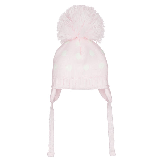 Pastels & Co Atler Single Pompom, With Raised Dots Pretty Pink Hat A-105E