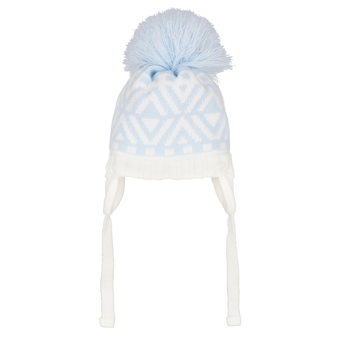 Pastels & Co Baley Nordic Knit With Single Pompom Blue/White Hat A-110M