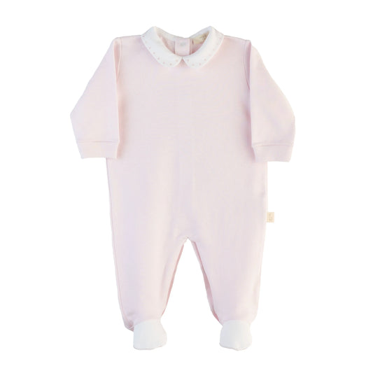 baby gi Pink Cotton Babygrow W/ Piqué Collar Bg50Gm