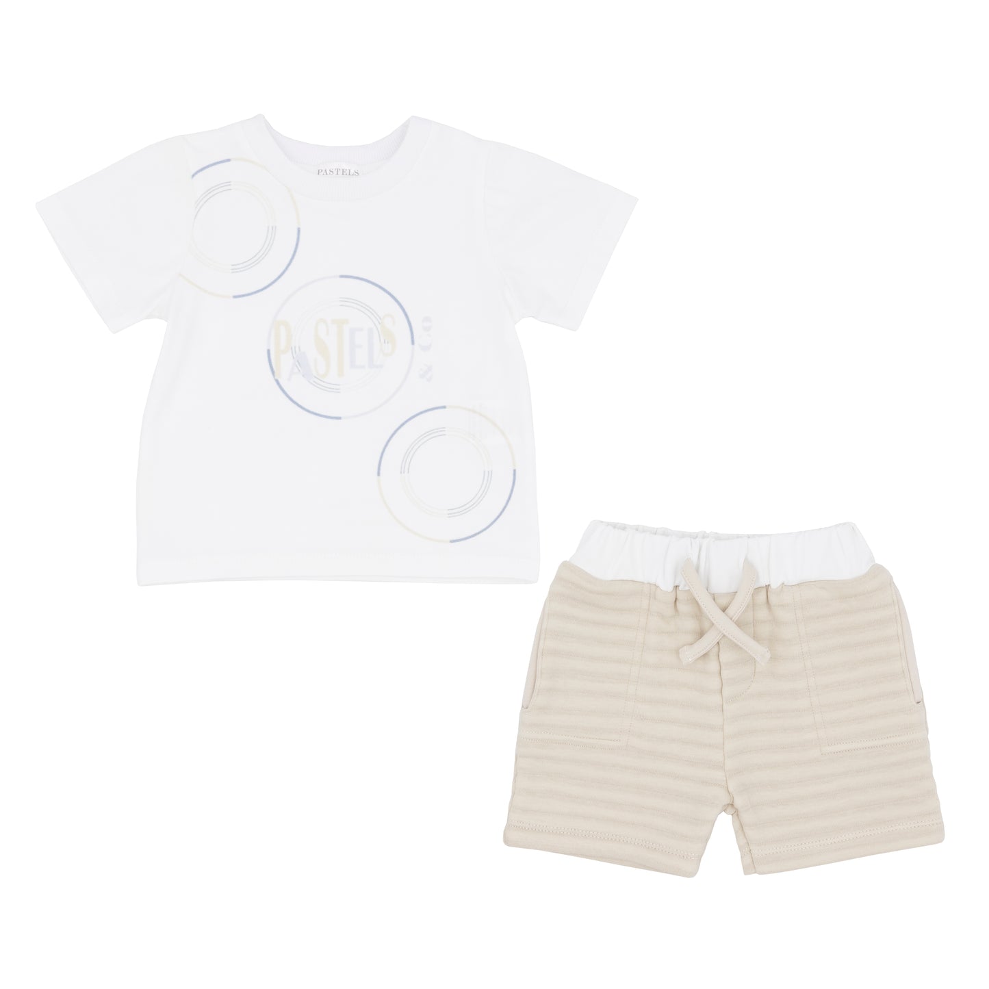 Pastels & Co Igor Sea Breeze Beige Chunky Cable Logo T & Shorts Set Pa-205C