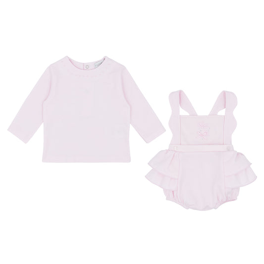 Pastels & Co Girls Classic Hugs 2 Pc Romper Set With Bib Top Pa-703H