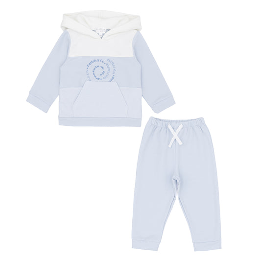 Pastels & Co Boys Blocking Blue Wendle 2 Pc Set With Hood & Kangaroo Pocket Pa-713A